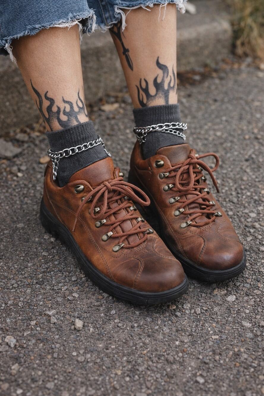 Earth Neutral Detonator Brown Leather Lace Up Oxfords Shoes Y2k Size 8 Chunky